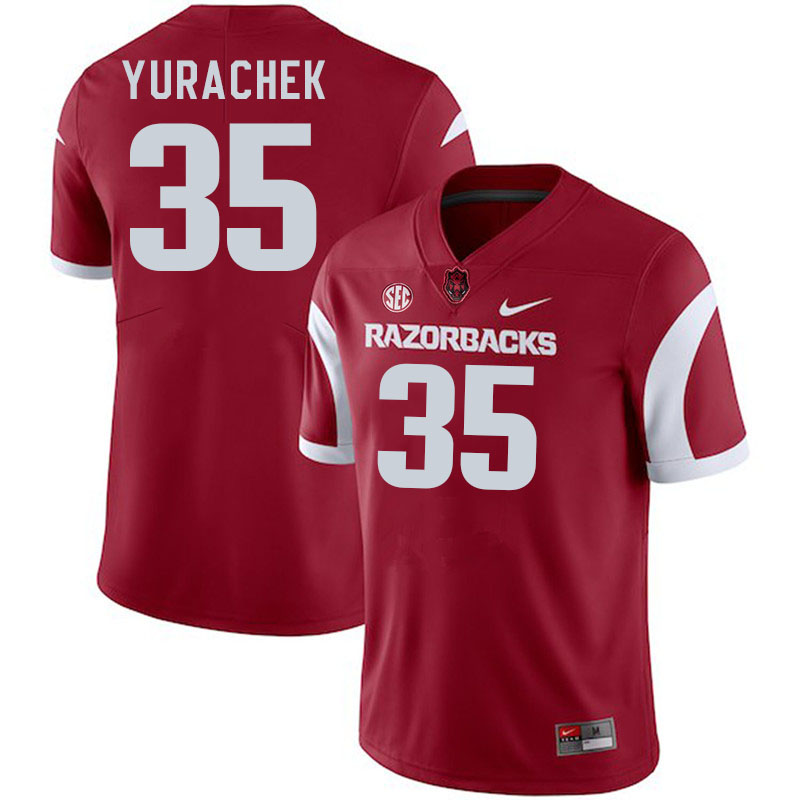 Men #35 Brooks Yurachek Arkansas Razorbacks College Football Jerseys Stitched-Cardinal